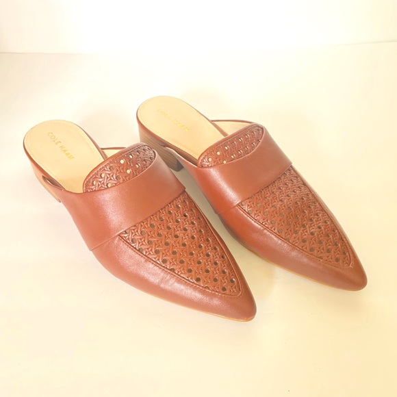 Cole Haan Marlee Cherry Mahogany Weave Mules - Picture 2 of 12